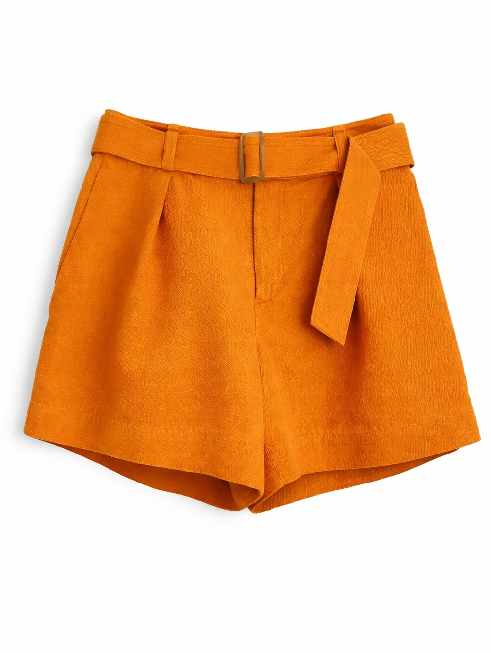 Vince Women Bermuda Shorts High Rise Wide Leg Belted Cotton Linen Orange Size 10